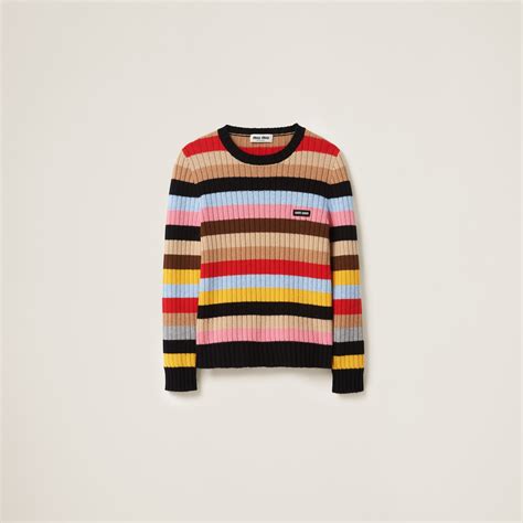 miu miu sweather|Multicolored Cashmere Sweater .